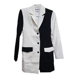 Steve Madden Colorblock Black White Blazer Coat XS NWT Missing Belt